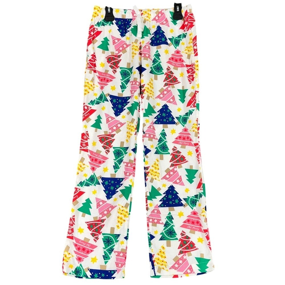 Old Navy Flannel Pajama‎ Pants Christmas Tree Print Holiday Sleepwear XS Womens